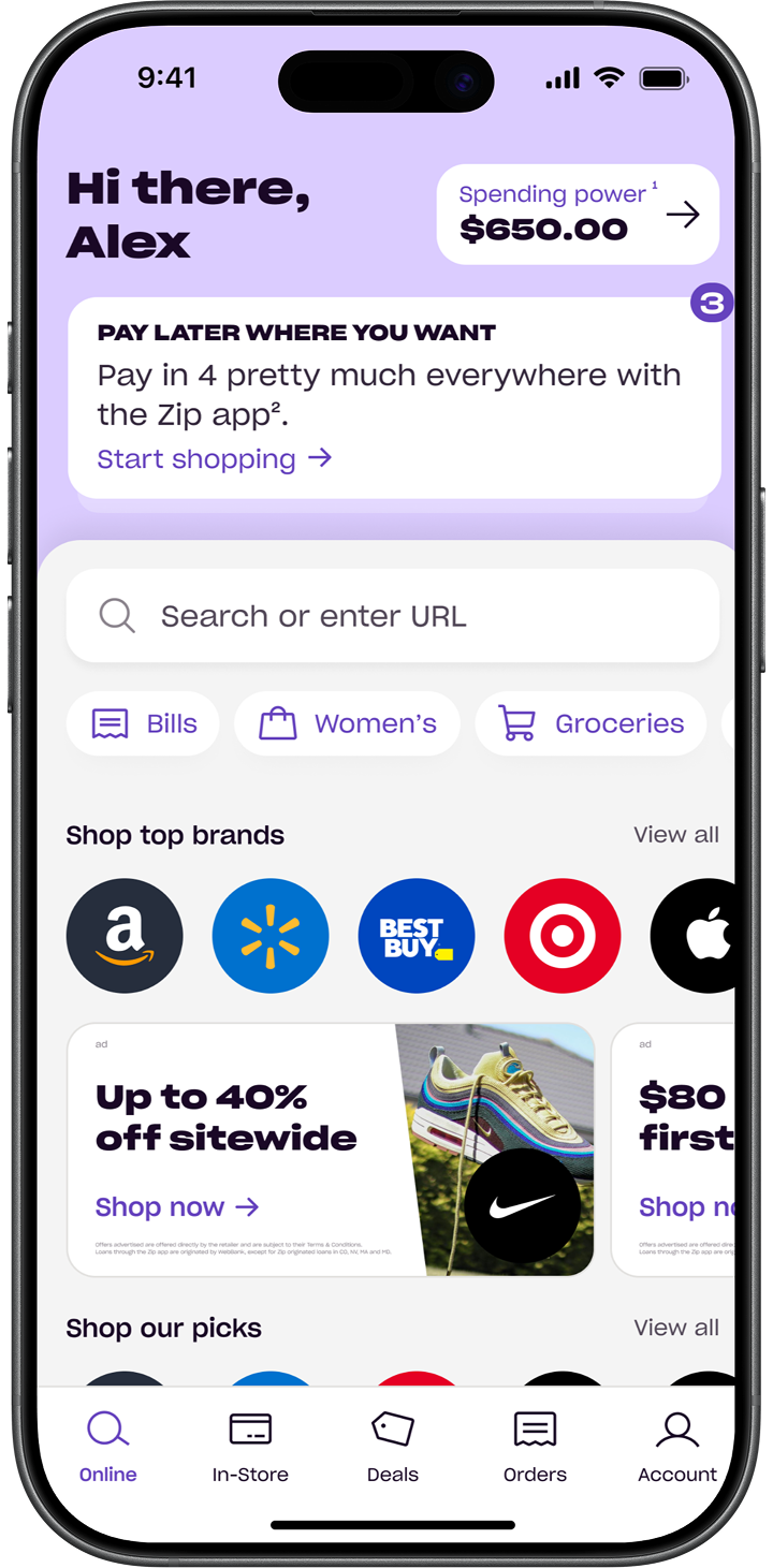 Zip application on a phone